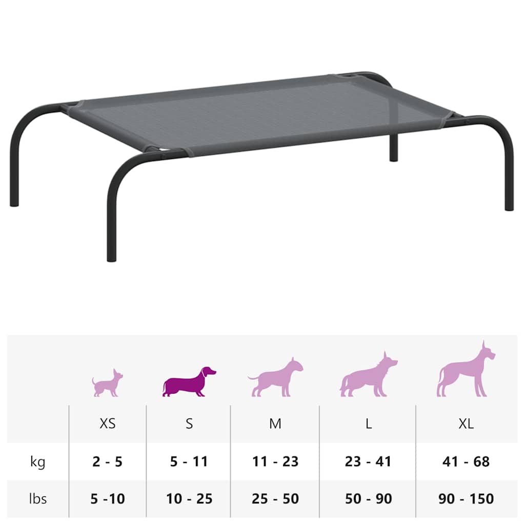 Povišeni krevet za pse sivi 90x50x20 cm tekstil i čelik