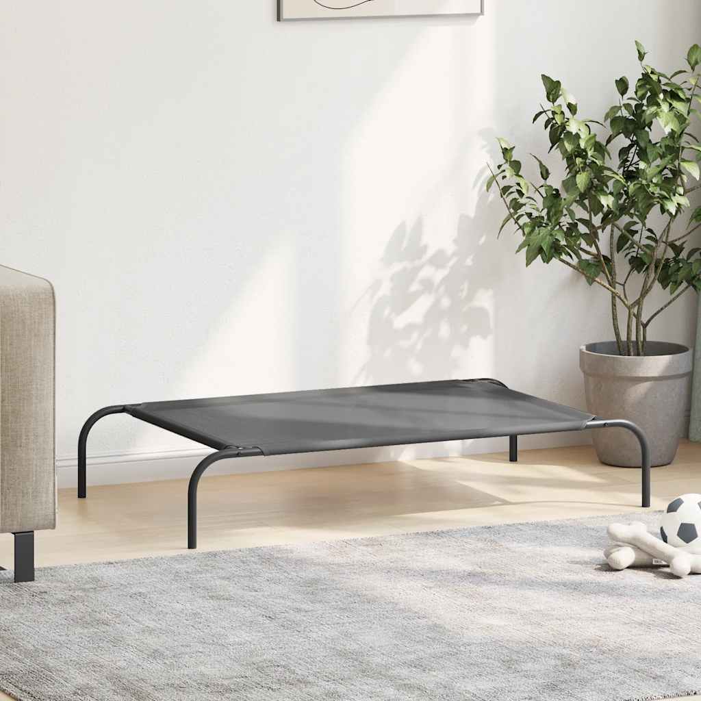 Povišeni krevet za pse sivi 110x65x20 cm tekstil i čelik