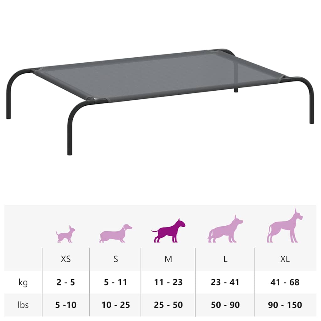 Povišeni krevet za pse sivi 110x65x20 cm tekstil i čelik