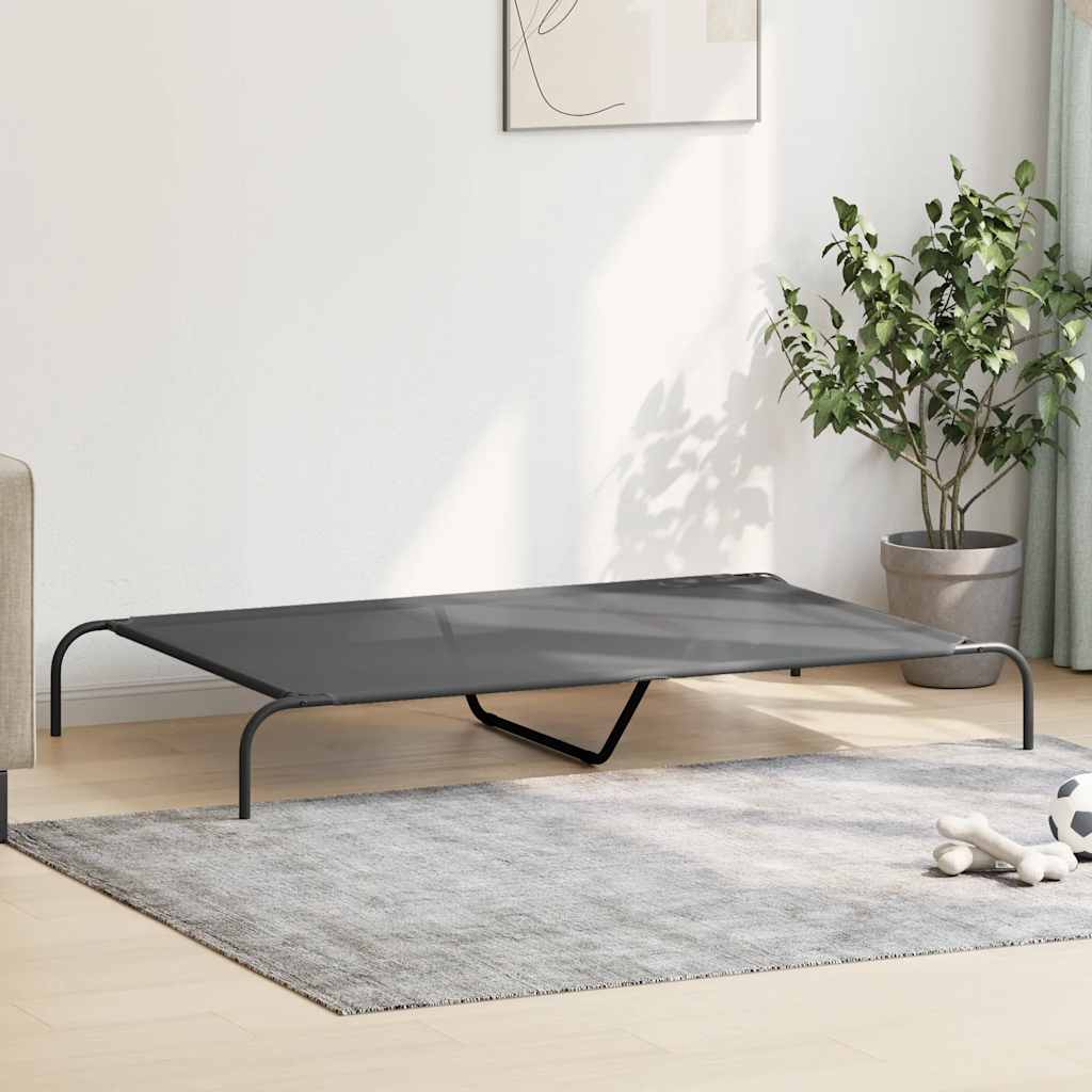Povišeni krevet za pse sivi 150x90x20 cm tekstil i čelik