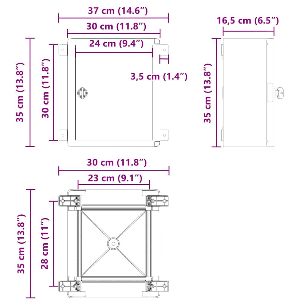 Upravljački ormar Siva 37 x 16,5 x 35 cm ABS plastika