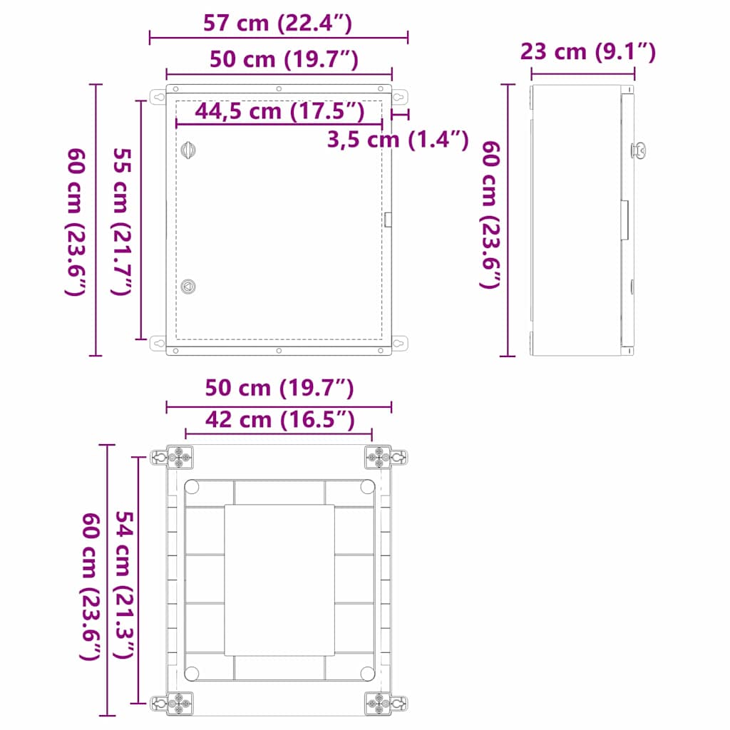 Upravljački ormar Siva 57 x 23 x 60 cm ABS plastika
