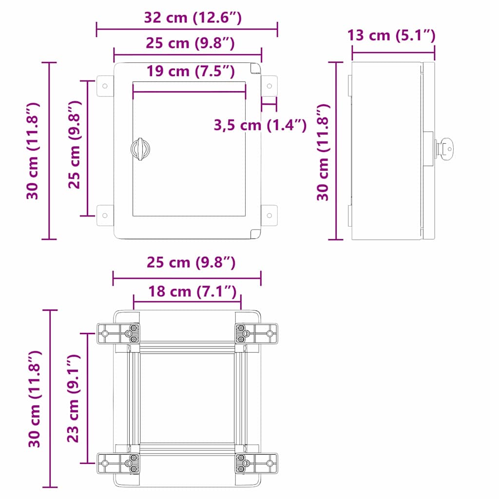 Upravljački ormar Siva 32 x 13 x 30 cm ABS plastika