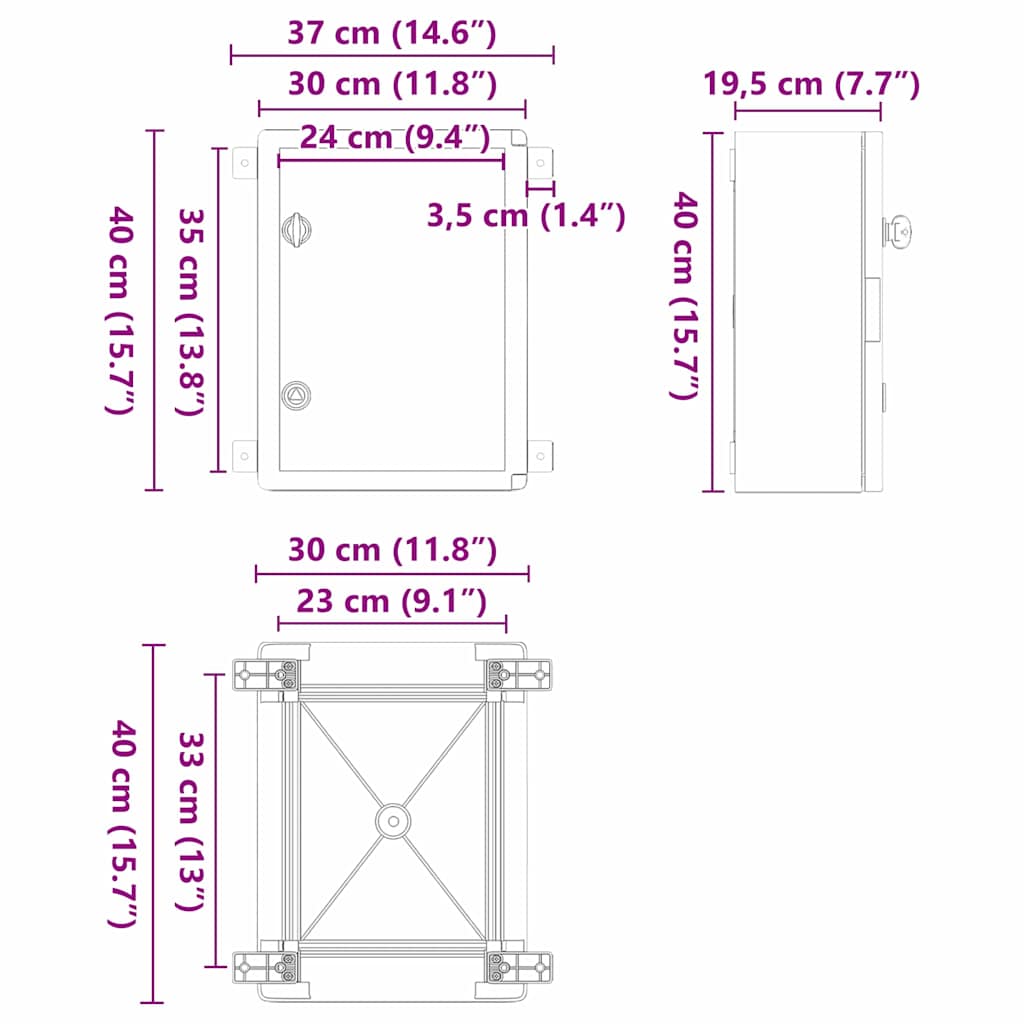 Upravljački ormar Siva 37 x 19,5 x 40 cm ABS plastika