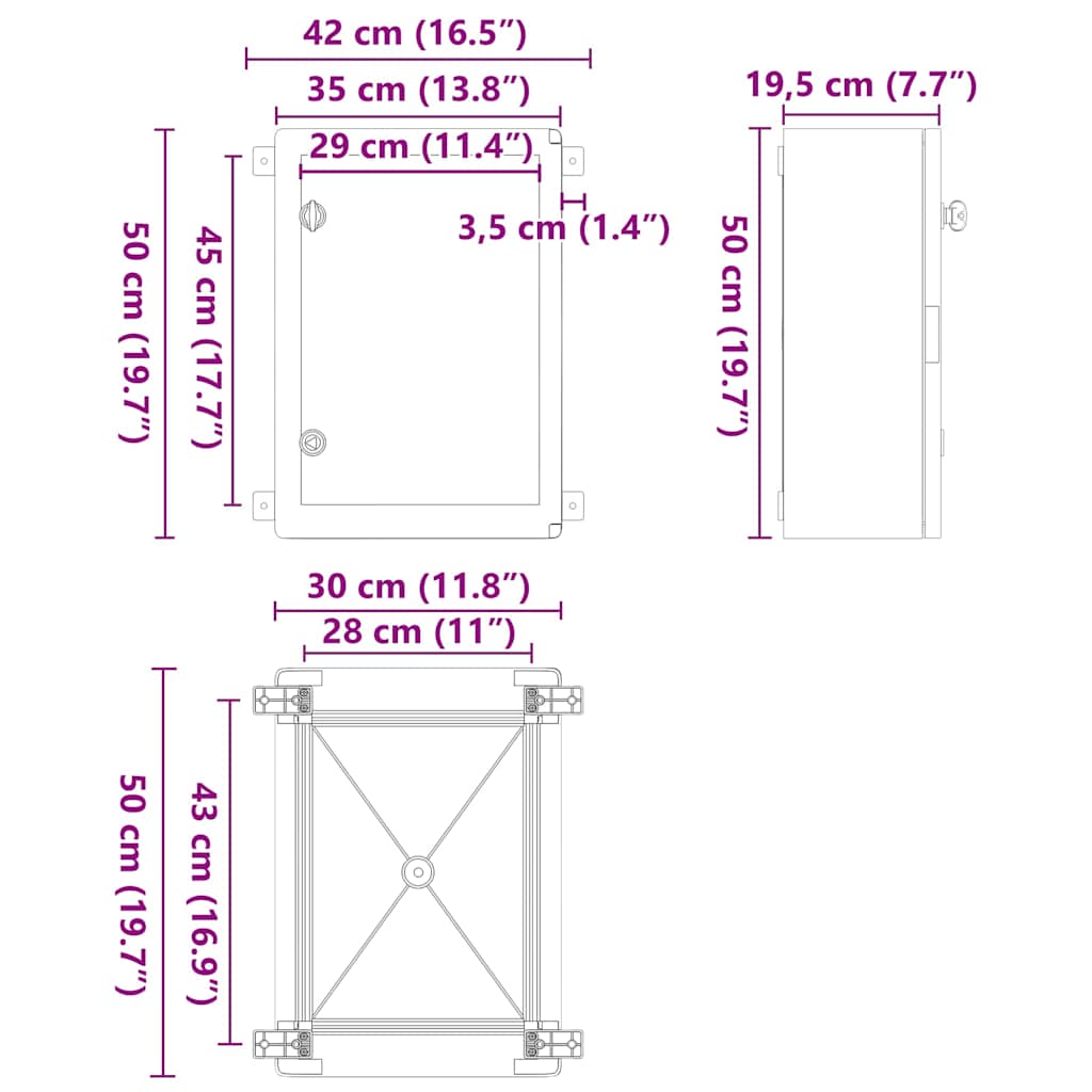 Upravljački ormar Siva 42 x 19,5 x 50 cm ABS plastika