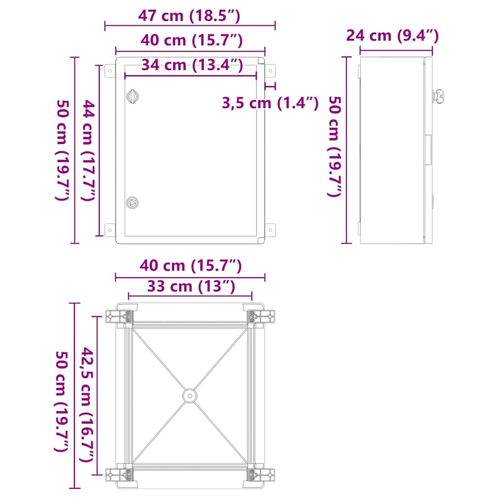 Upravljački ormar Siva 47 x 24 x 50 cm ABS plastika