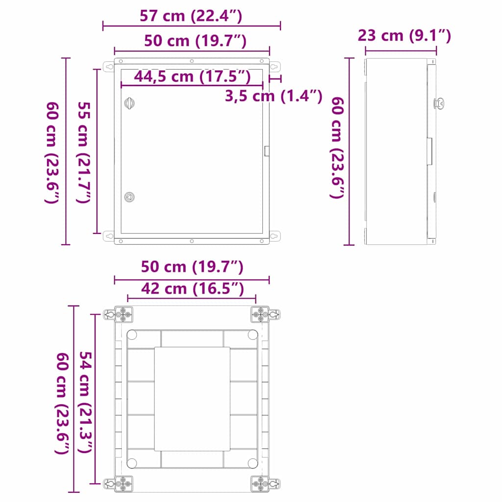 Upravljački ormar Siva 57 x 23 x 60 cm ABS plastika