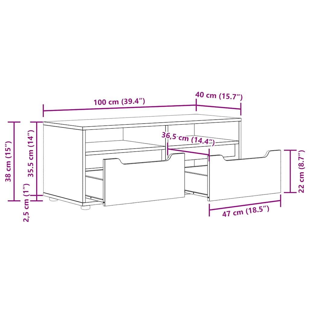 TV ormarić VISNES crni 100x40x38 cm izrađeno drvo