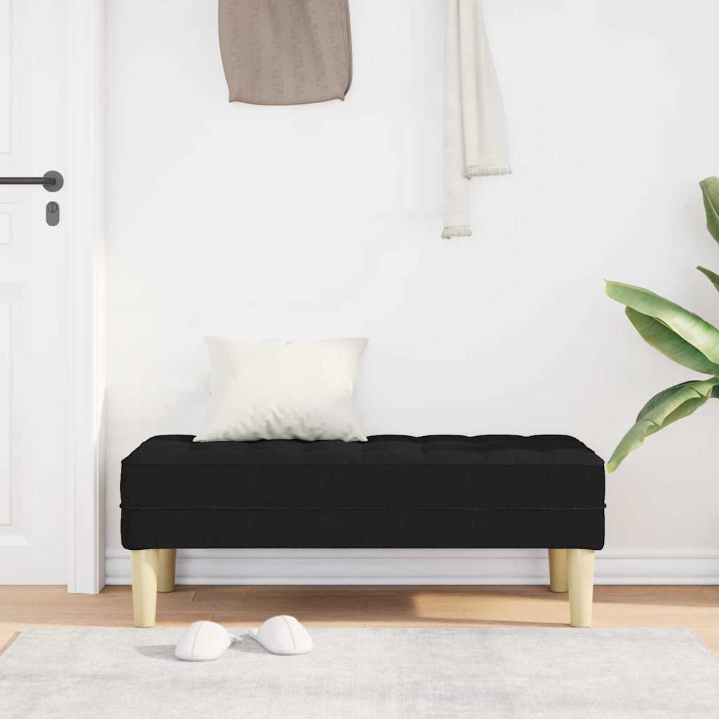 klupa s jastukom Crna 113 x 57 x 39 cm tkanina
