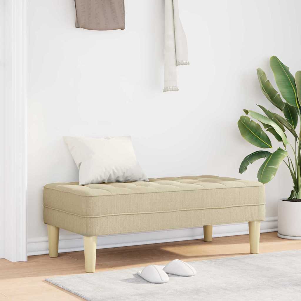 klupa s jastukom Krema 113 x 57 x 39 cm tkanina