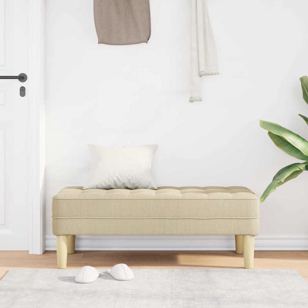 klupa s jastukom Krema 113 x 57 x 39 cm tkanina