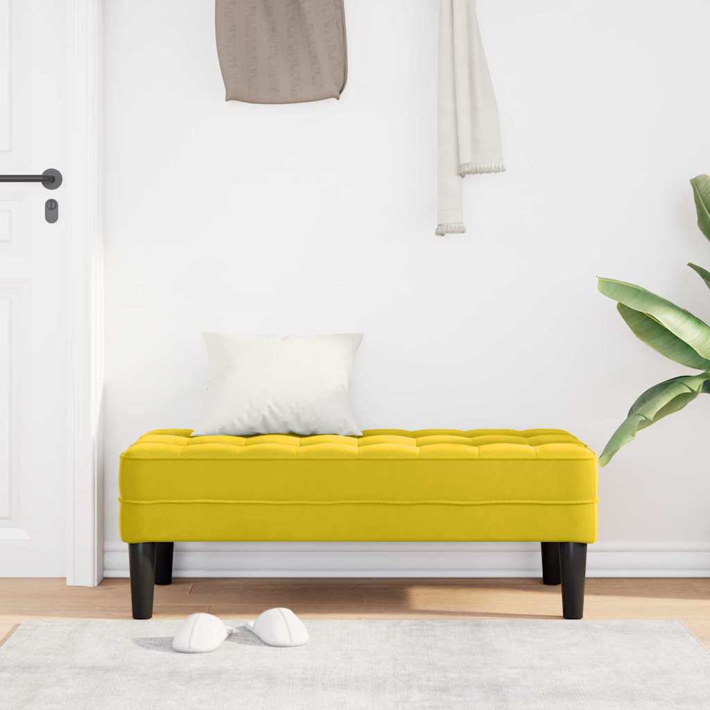 klupa s jastukom Žuta 113 x 57 x 39 cm Baršun