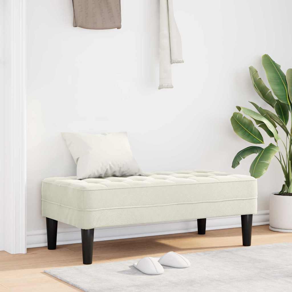klupa s jastukom Krema 113 x 57 x 39 cm Baršun