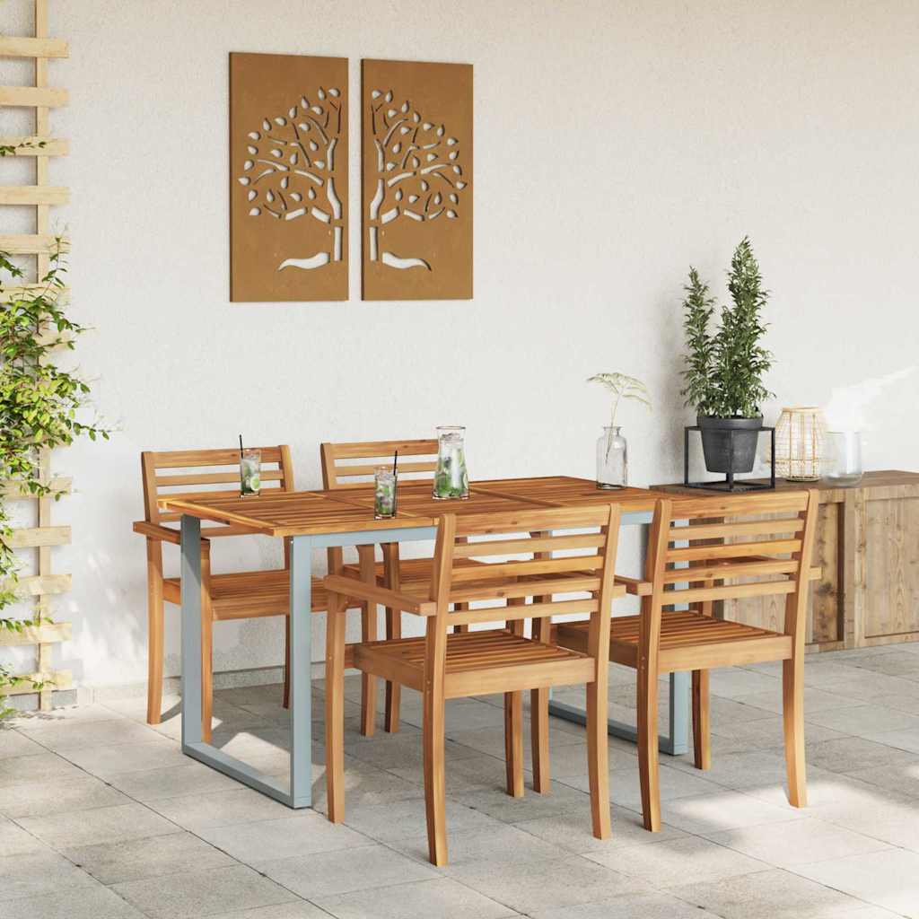 Stol za vrt Siva 140 x 80 x 75 cm Čvrsto drvo akacije
