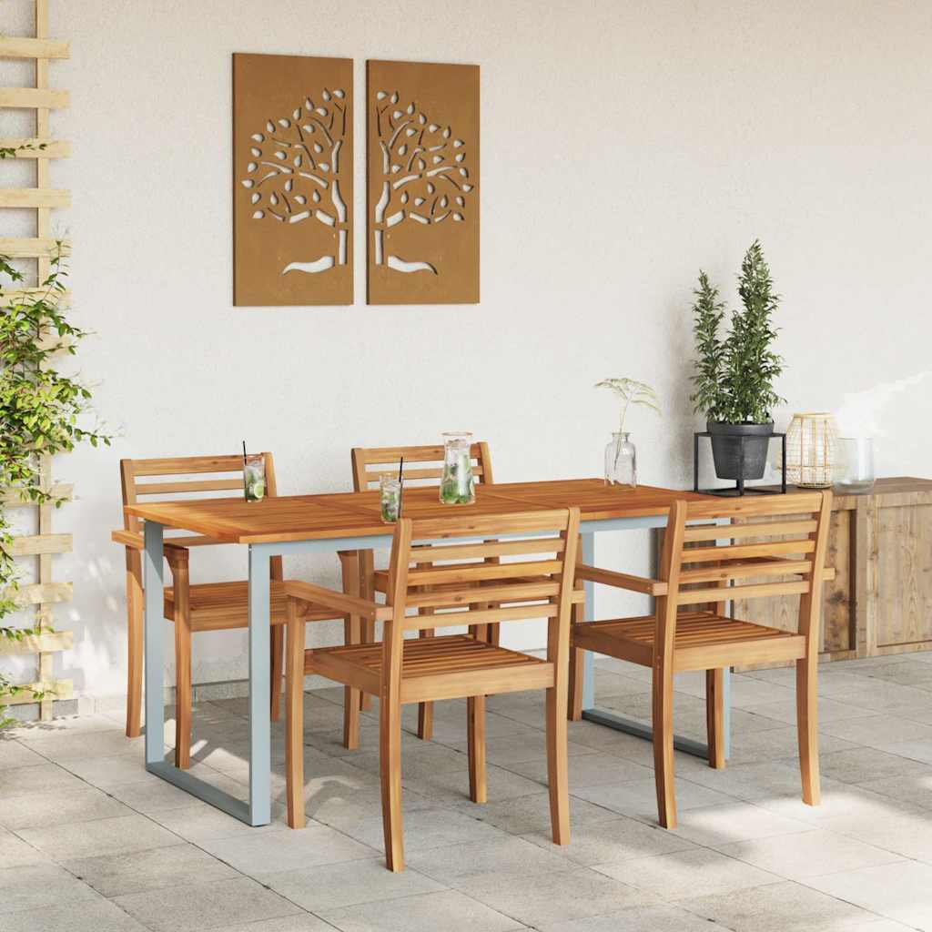 Stol za vrt Siva 160 x 80 x 75 cm Čvrsto drvo akacije