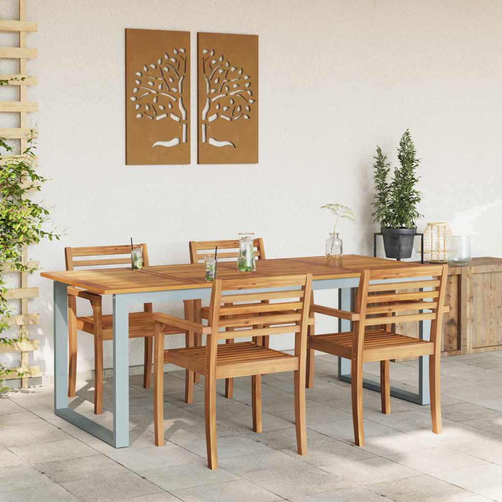 Stol za vrt Siva 200 x 90 x 75 cm Čvrsto drvo akacije