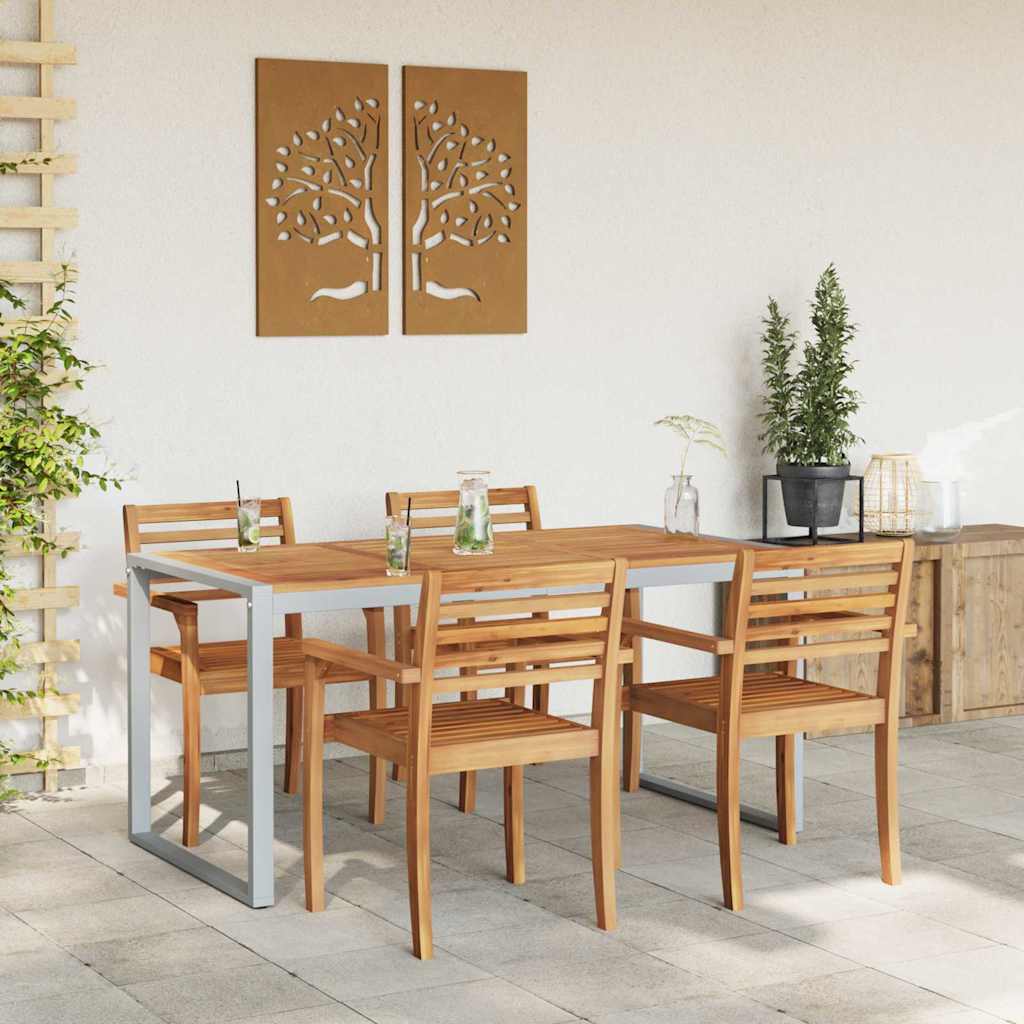Stol za vrt Siva 160 x 80 x 75 cm Čvrsto drvo akacije