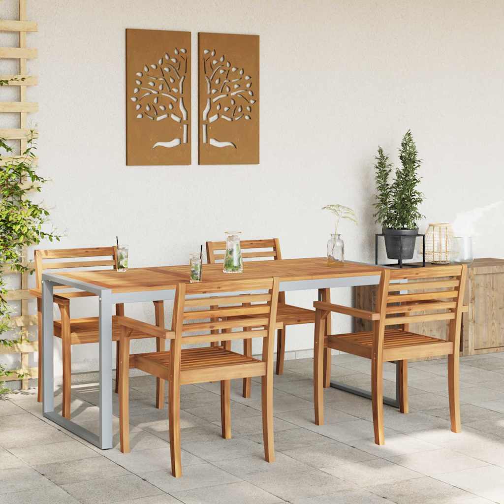 Stol za vrt Siva 180 x 90 x 75 cm Čvrsto drvo akacije