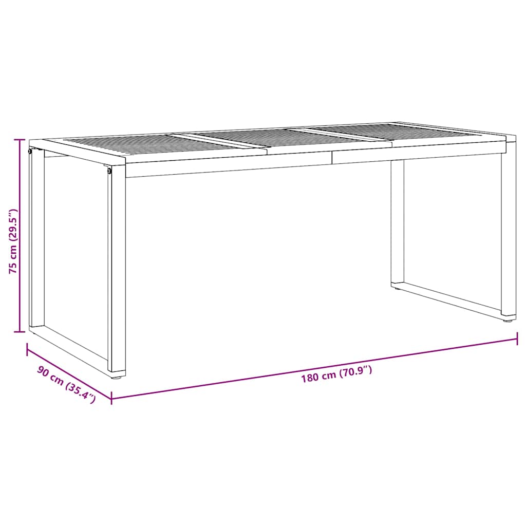 Stol za vrt Siva 180 x 90 x 75 cm Čvrsto drvo akacije