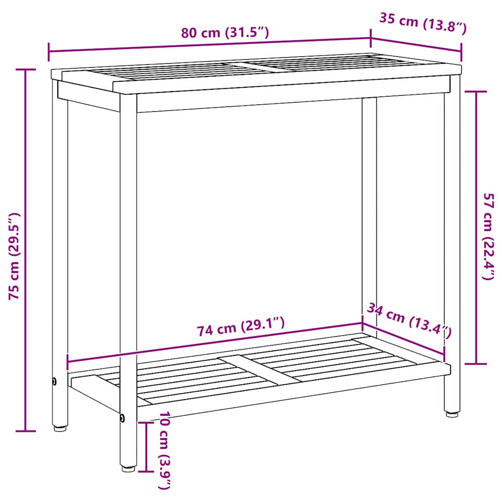 Vanjski stol s pohranom Prirodna i siva 80 x 35 x 75 cm