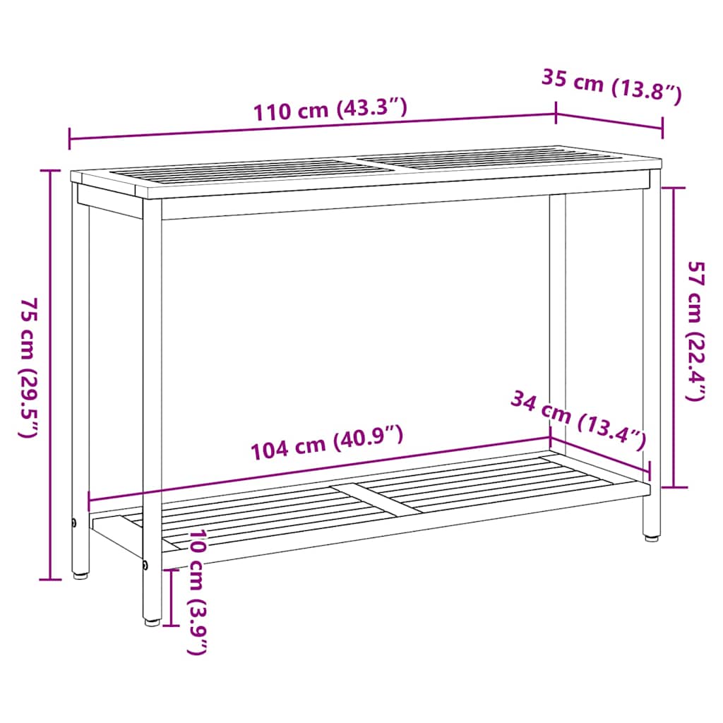 Vanjski stol s pohranom Prirodna i siva 110 x 35 x 75 cm