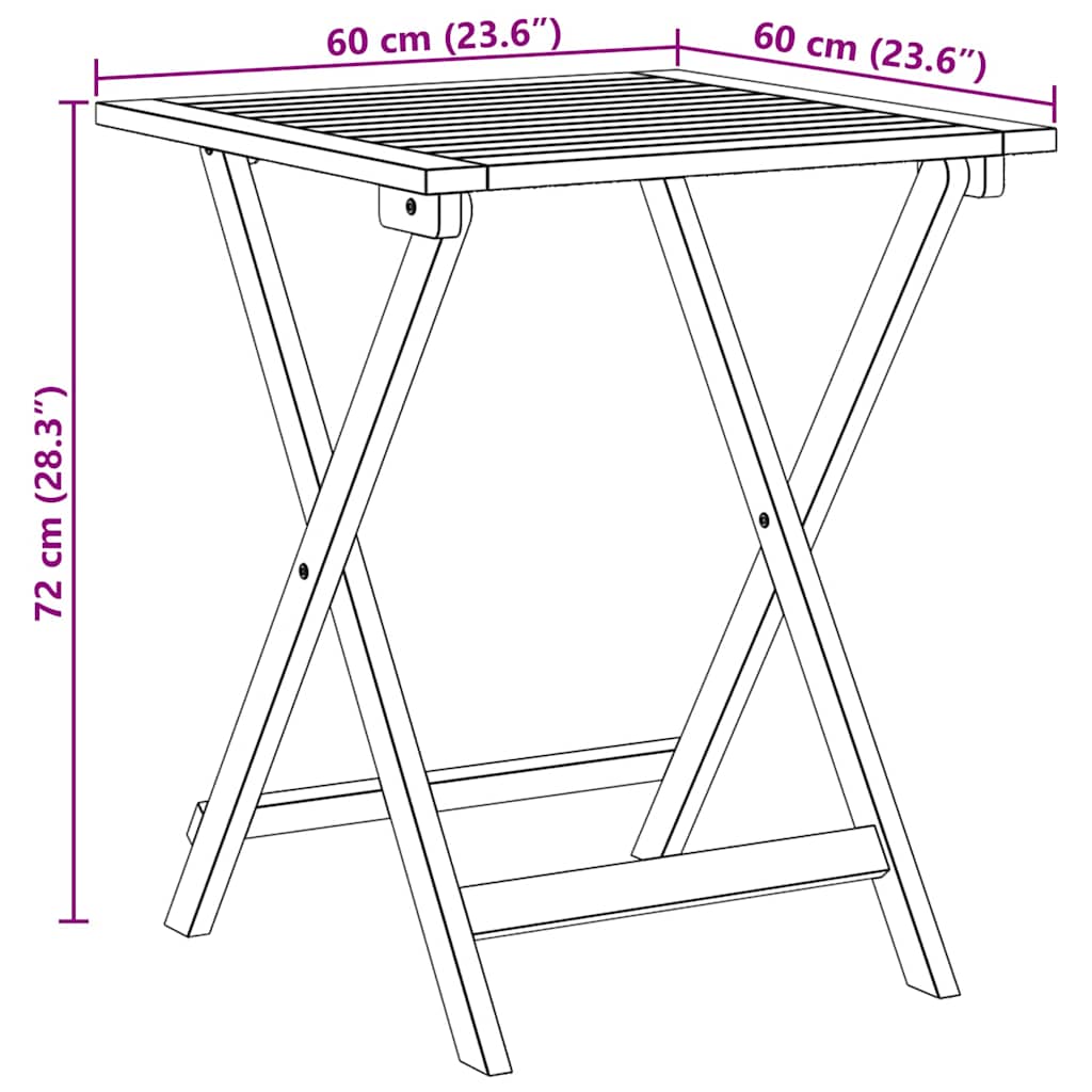 Stol za vrt Prirodna 60 x 60 x 72 cm Čvrsto drvo akacije