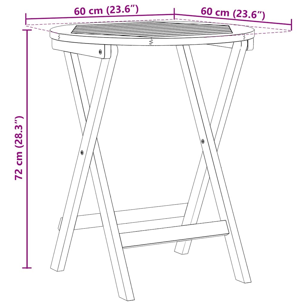 Stol za vrt Prirodna 60 x 60 x 72 cm Čvrsto drvo akacije