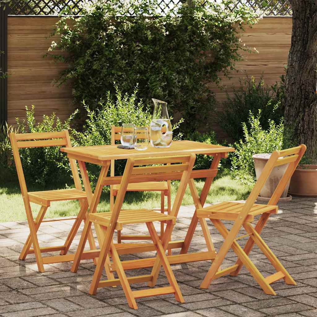 Bistro set 5 pcs Prirodna nafta Čvrsto drvo akacije