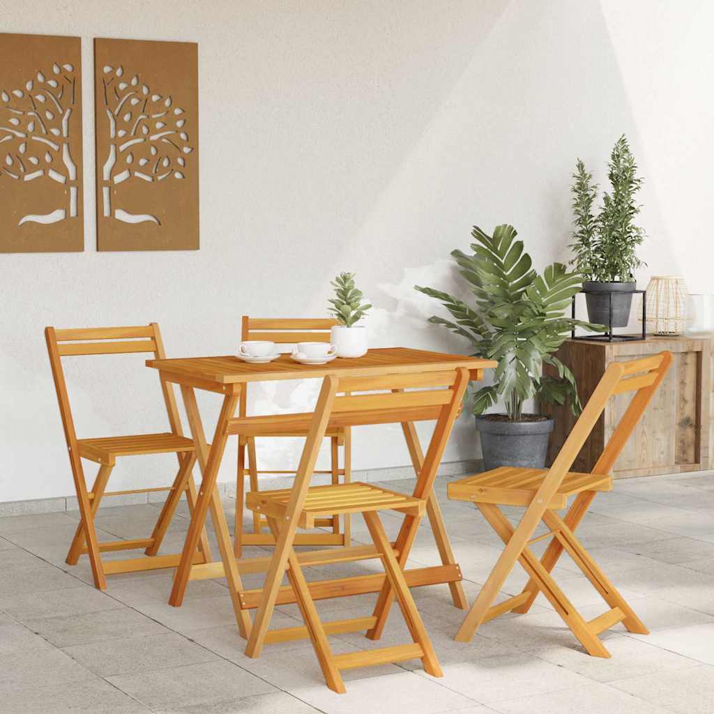 Bistro set 5 pcs Prirodna nafta Čvrsto drvo akacije