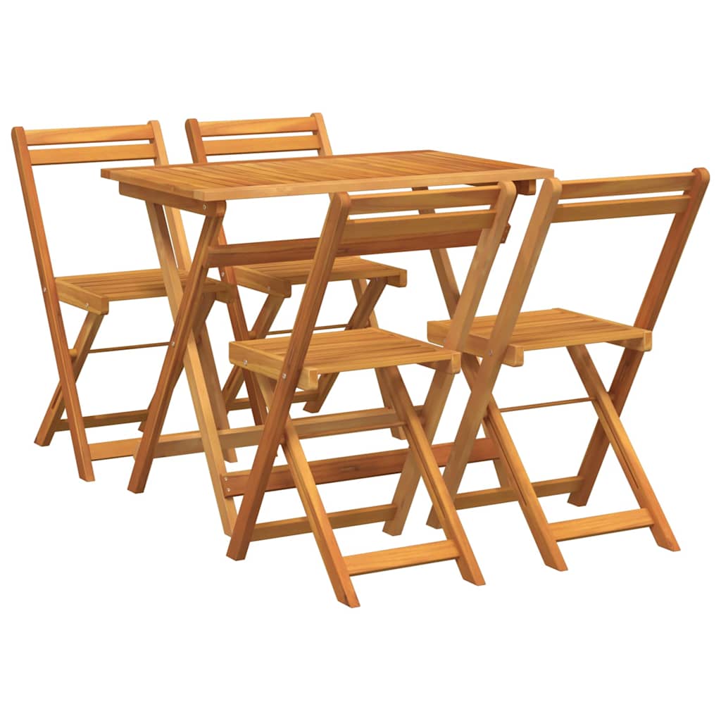 Bistro set 5 pcs Prirodna nafta Čvrsto drvo akacije