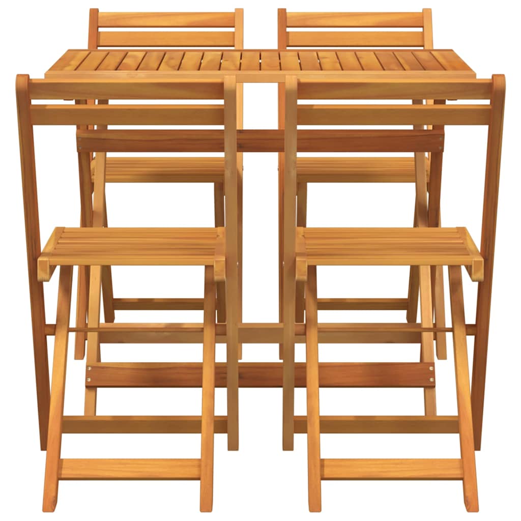 Bistro set 5 pcs Prirodna nafta Čvrsto drvo akacije