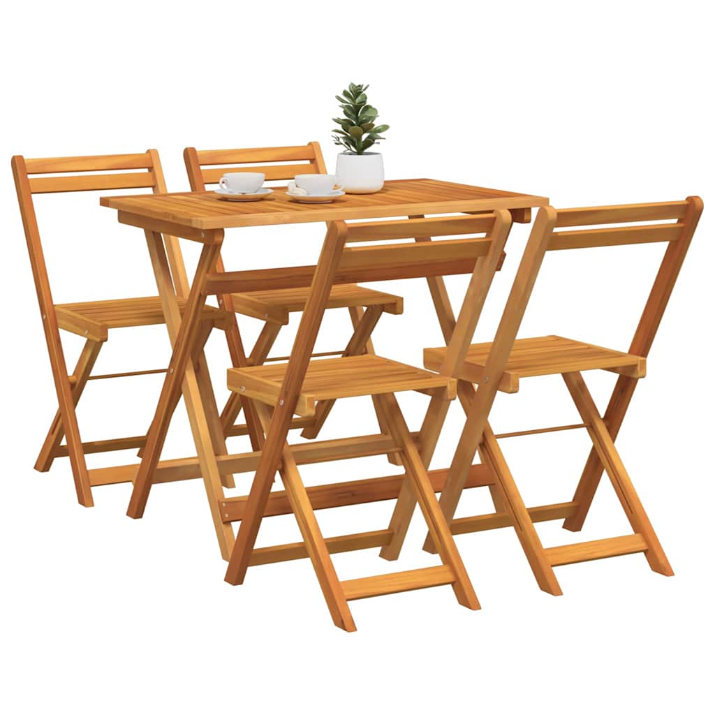 Bistro set 5 pcs Prirodna nafta Čvrsto drvo akacije