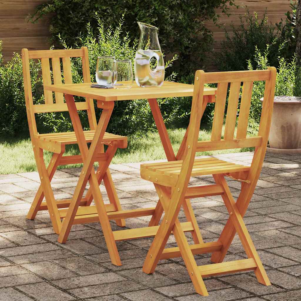 Bistro set 3 pcs Prirodna nafta Čvrsto drvo akacije