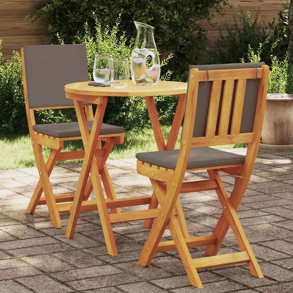 Bistro set s jastukom 3 pcs Prirodna nafta Čvrsto drvo akacije