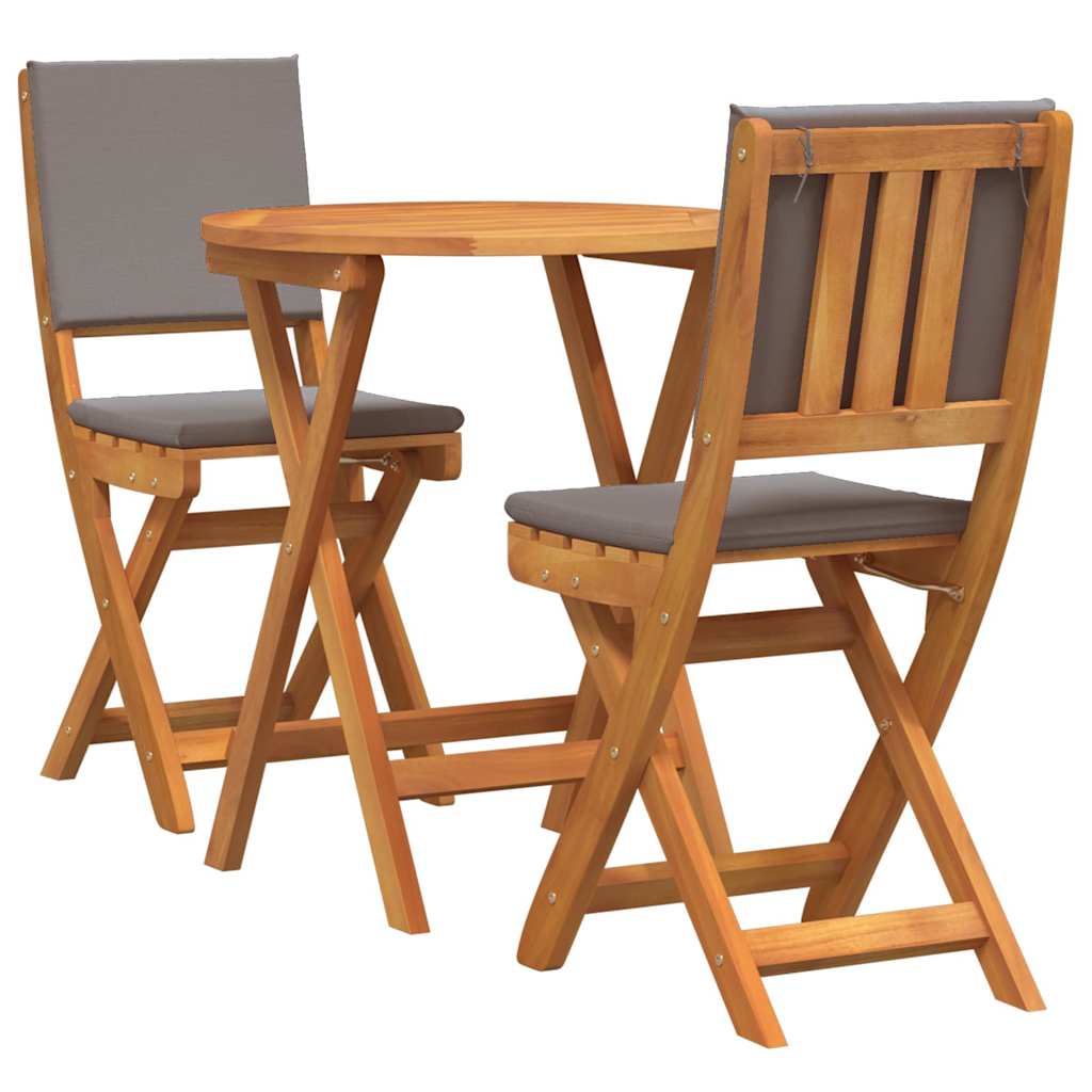 Bistro set s jastukom 3 pcs Prirodna nafta Čvrsto drvo akacije