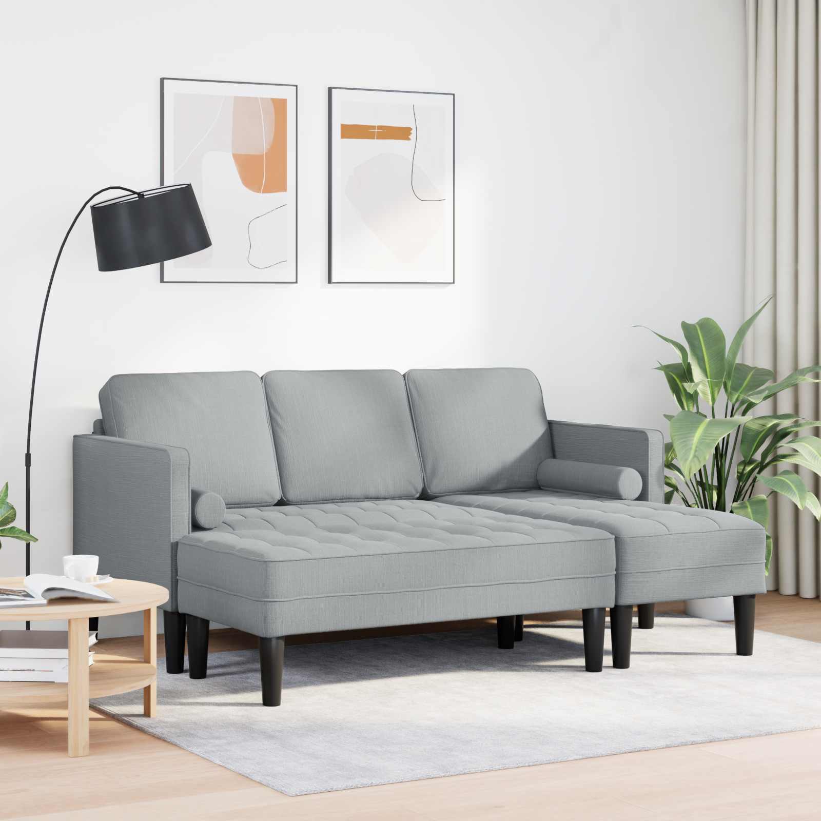 Set sofe s jastukom 2 pcs Svijetlo siva Poliester