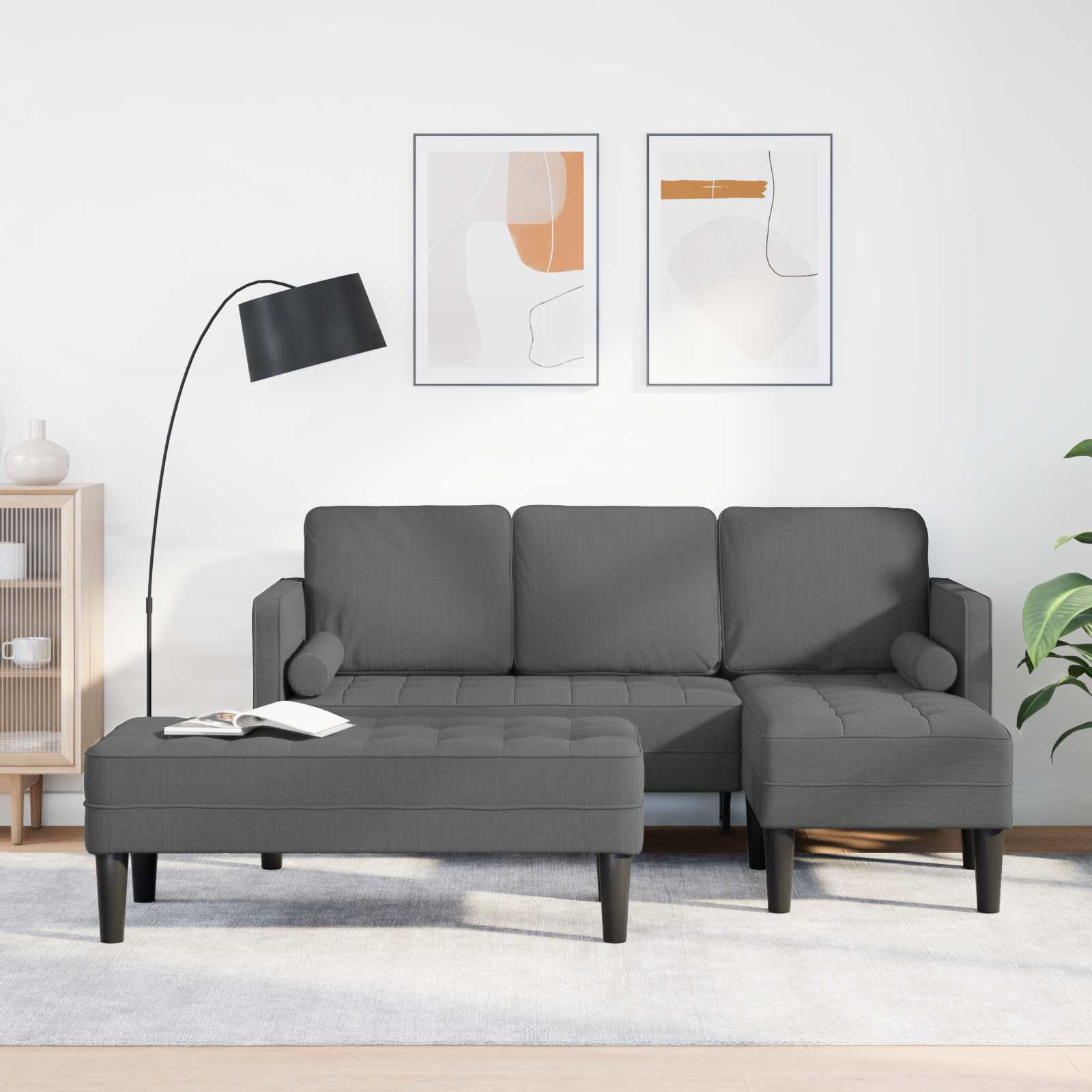 Set sofe s jastukom 2 pcs Tamno siva Poliester