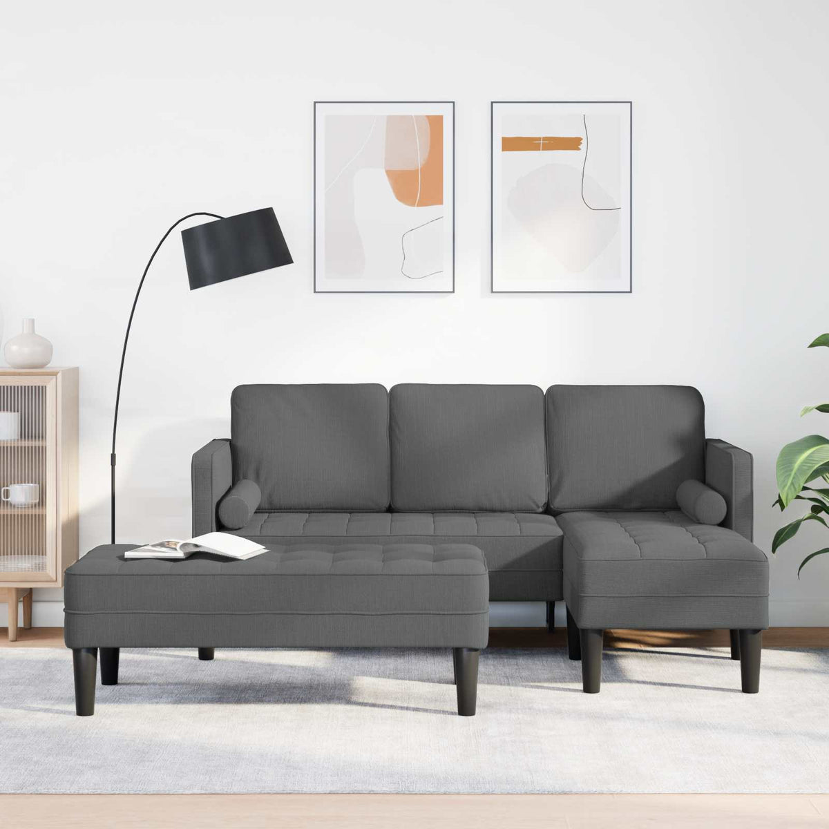 Set sofe s jastukom 2 pcs Tamno siva Poliester