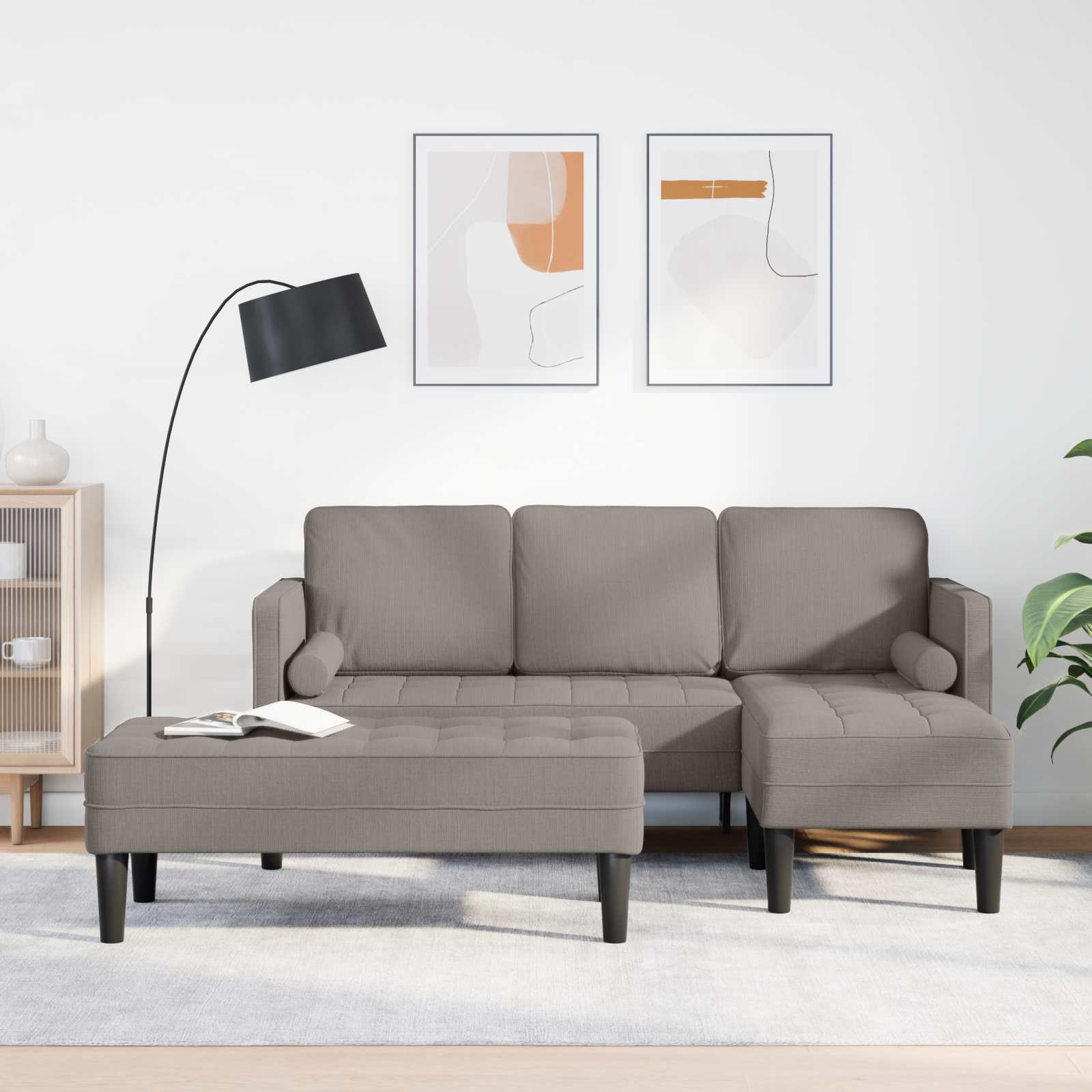 Set sofe s jastukom 2 pcs Sivo-smeđa Poliester