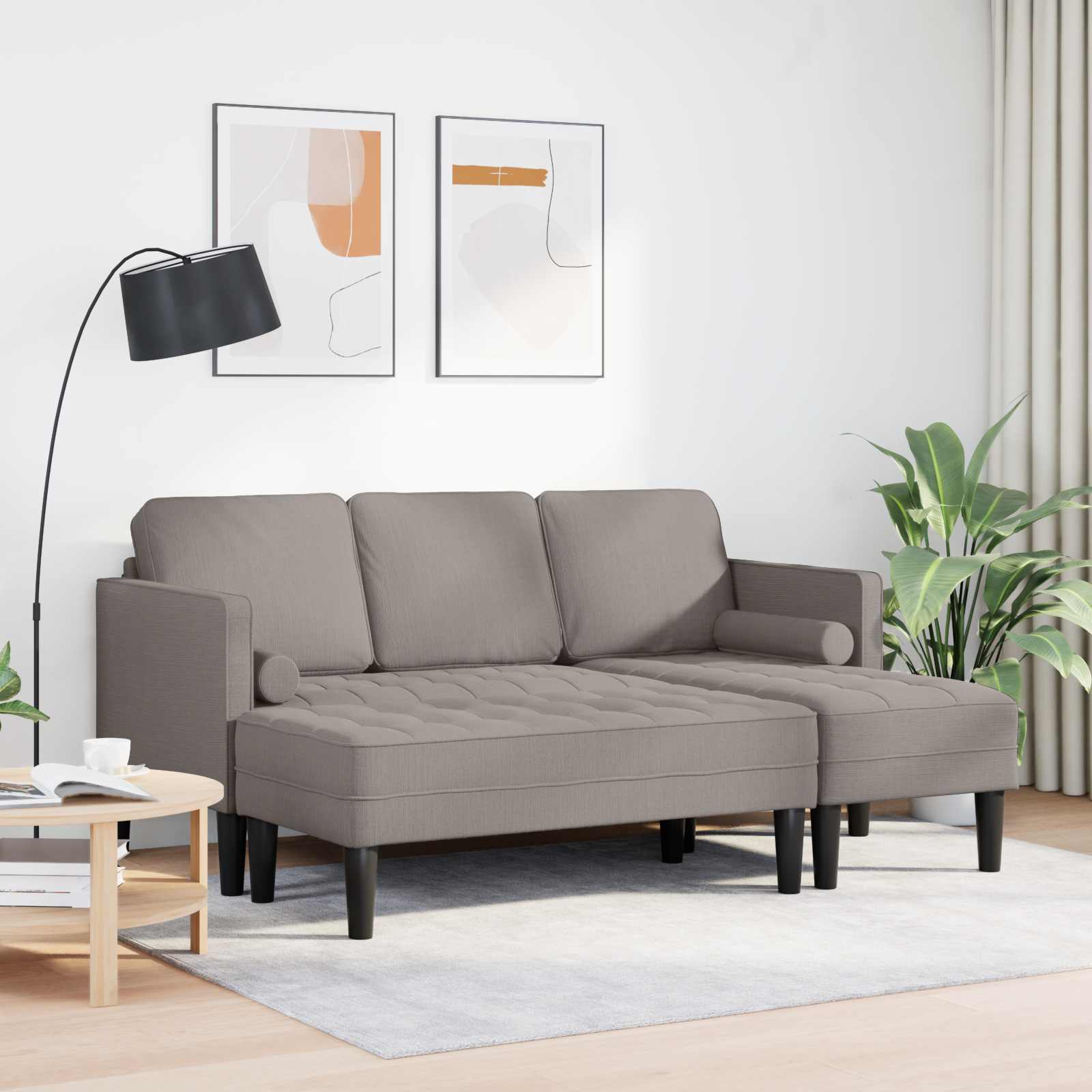 Set sofe s jastukom 2 pcs Sivo-smeđa Poliester