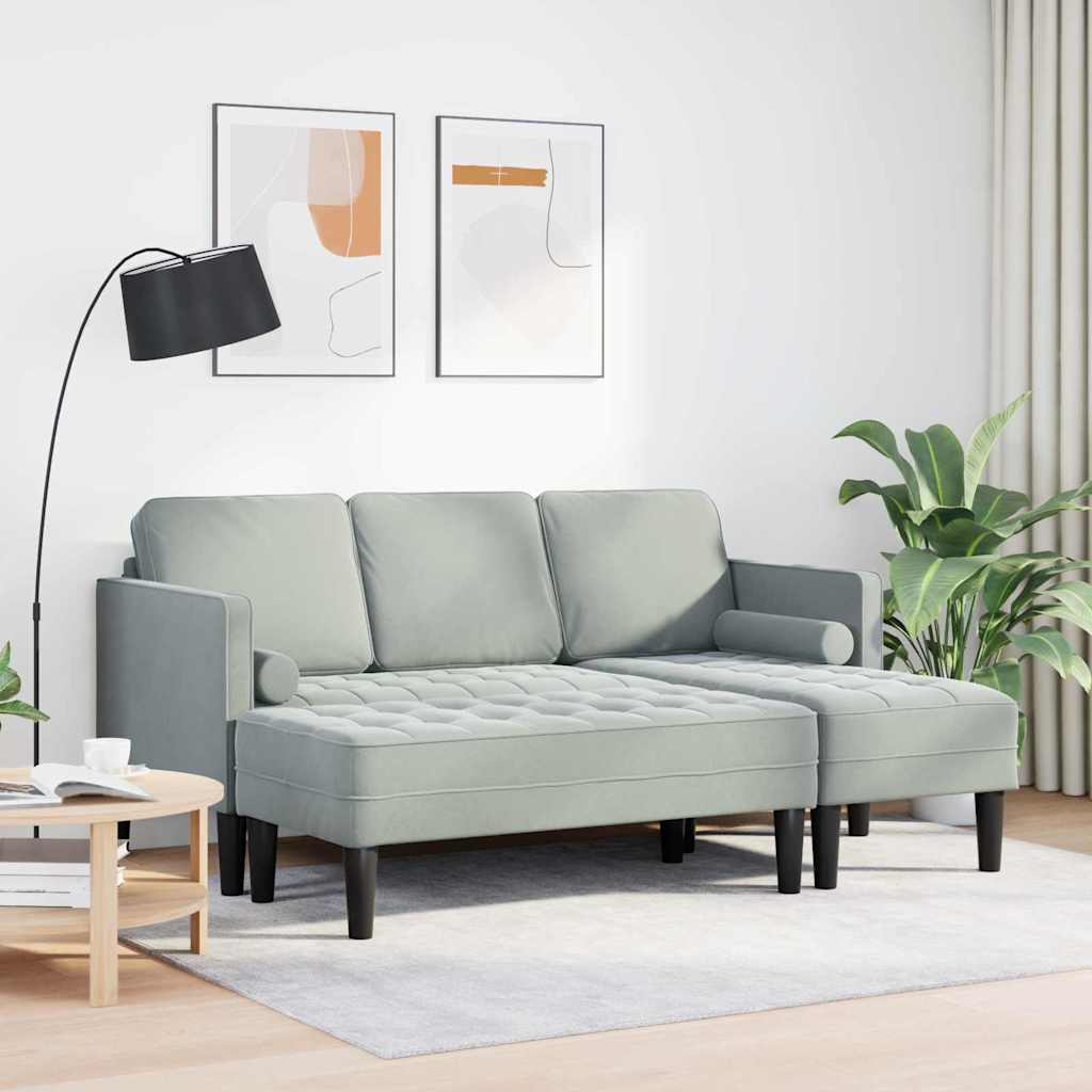 Set sofe s jastukom 2 pcs Svijetlo siva Poliester