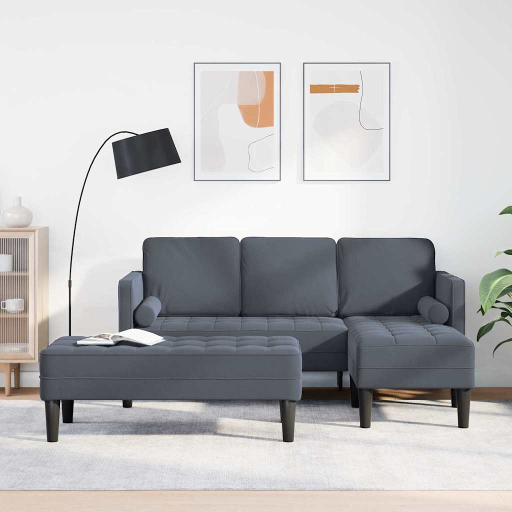 Set sofe s jastukom 2 pcs Tamno siva Poliester