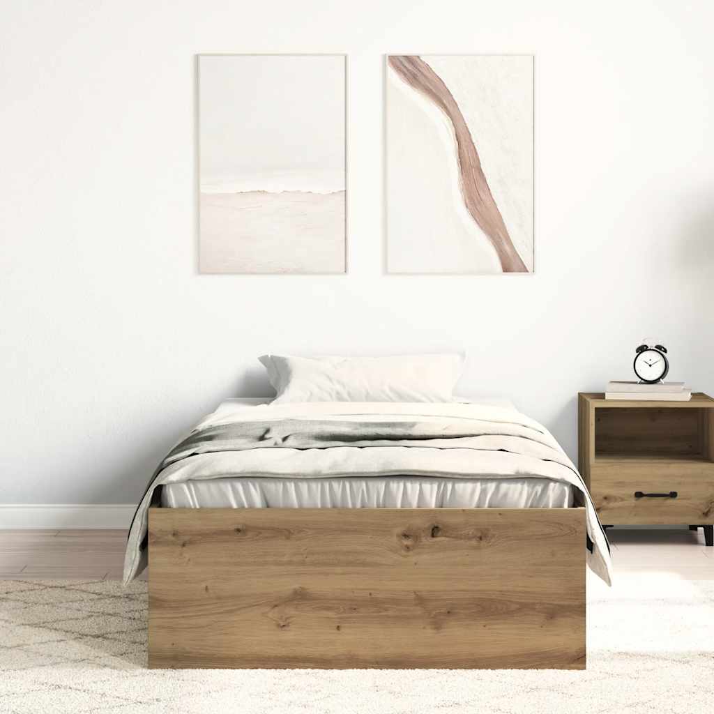 Okvir kreveta bez madraca boja hrasta artisan 75x190 cm