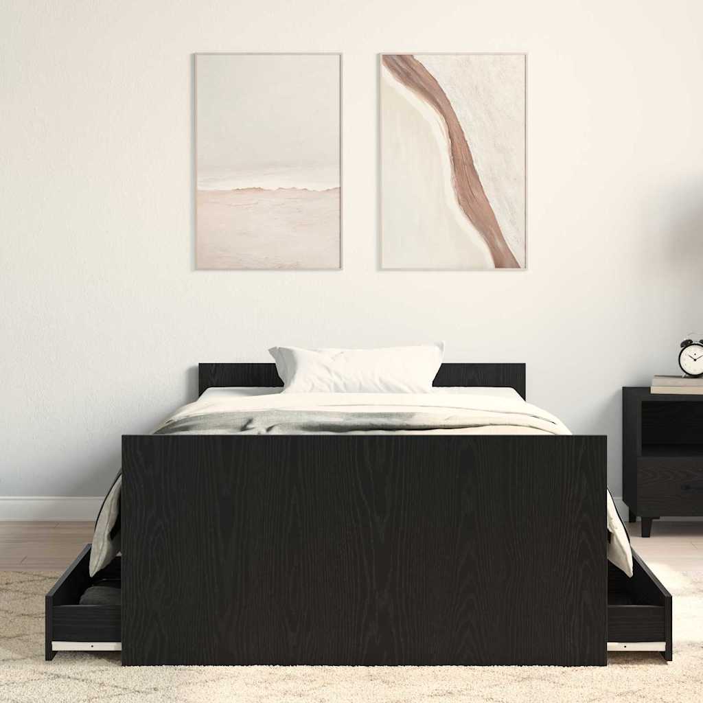 Krevetna konstrukcija s ladicama Crni hrast 203 x 93 x 50 cm