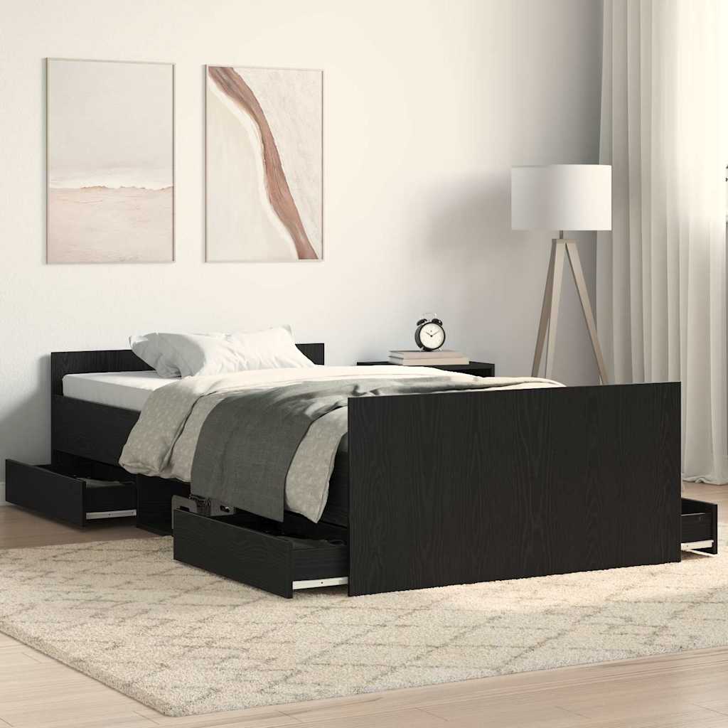 Krevetna konstrukcija s ladicama Crni hrast 193 x 93 x 50 cm