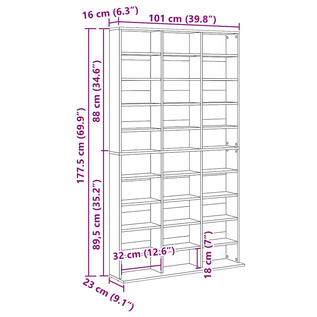 CD ormar Staro drvo 101 x 23 x 177,5 cm Konstruirano drvo