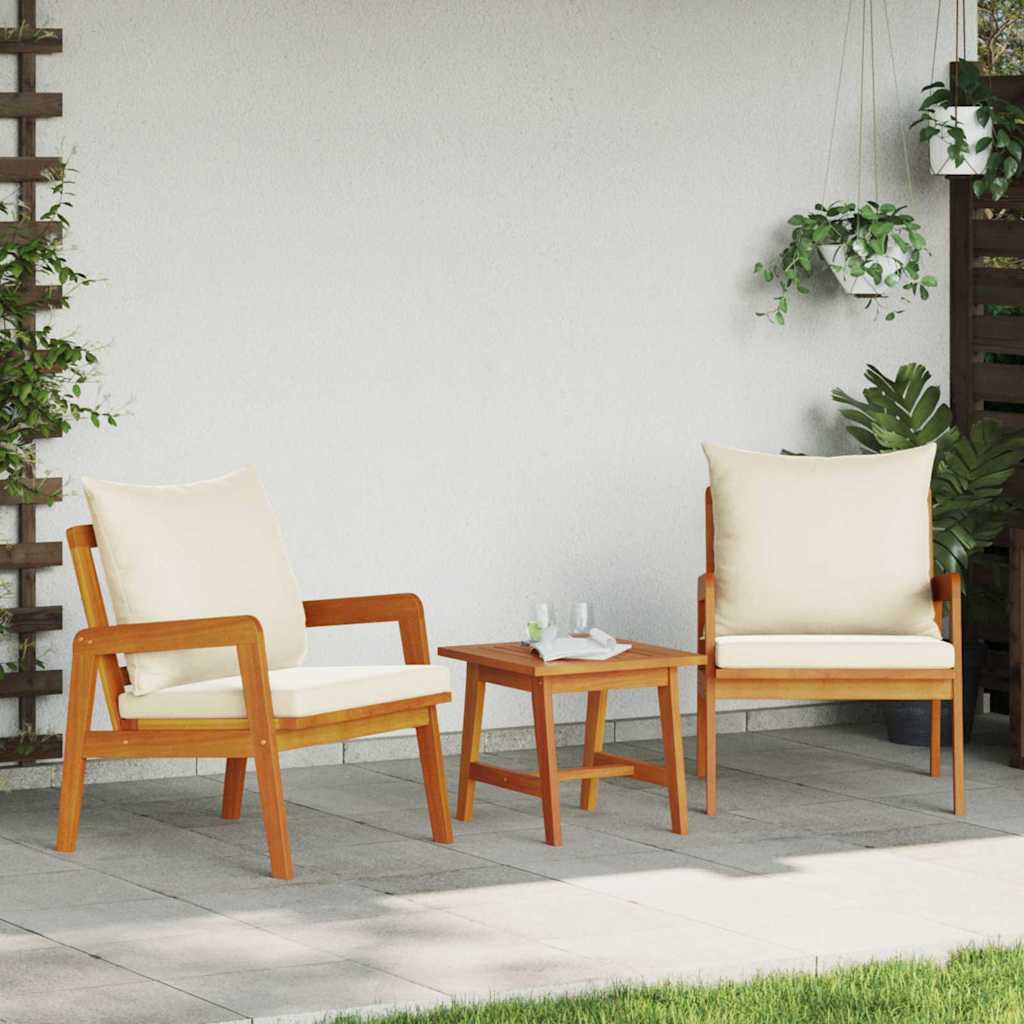 Bistro set s jastukom 3 pcs Smeđa Čvrsto drvo akacije