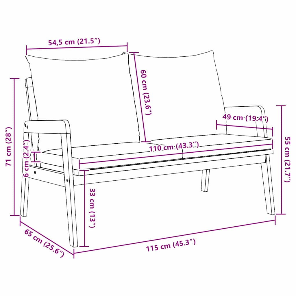 Vrtna klupa Prirodna nafta 115 x 65 x 71 cm Čvrsto drvo akacije