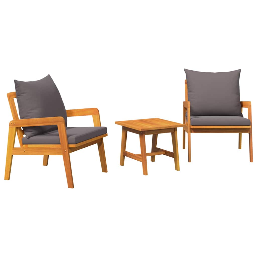 Bistro set s jastukom 3 pcs Smeđa Čvrsto drvo akacije