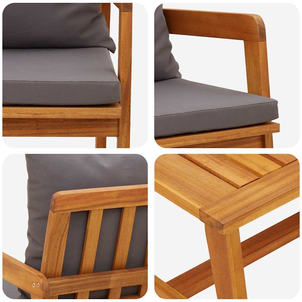 Bistro set s jastukom 2 pcs Prirodna nafta Čvrsto drvo akacije
